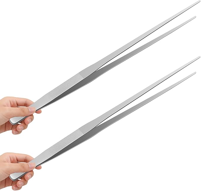 18.9 inch Aquarium Tweezers, Extra Long Feeding Tongs, Stainless Steel Aquascaling Tools for Fish Aquariums, Terrariums, Reptile Snake Feeding and Care(2 Pcs)