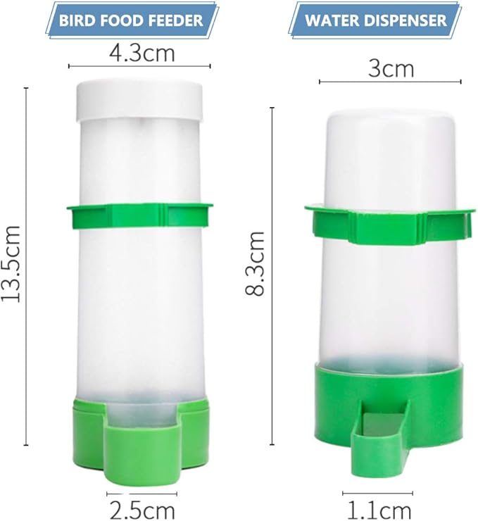 2PCS Automatic Bird Water Dispenser with 1PCS Food Feeder for Cage Pet Parrot Budgie Lovebirds Cockatiel (2pcs 60ml + 1pcs 150ml)