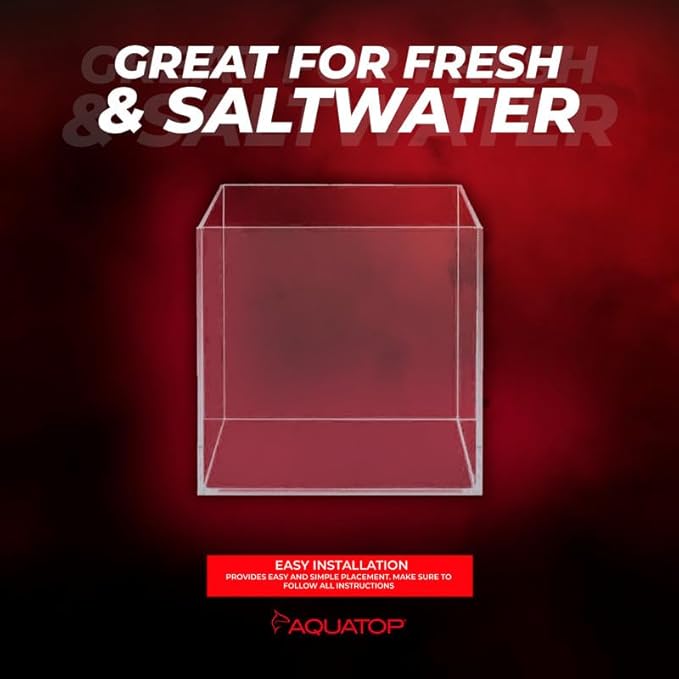 Aquatop High Clarity Low Iron Glass Cube Aquarium - Up to 11.3 Gallons - High-Grade German Silicone - Ideal for Salt and Freshwater Aquariums