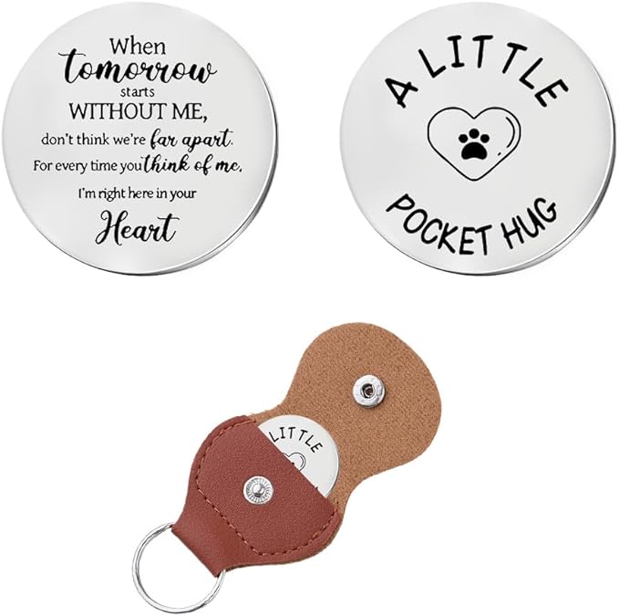 Xiyantiji Memorial Gifts for Loss of Dog Cat Leather Pocket Hug Keychain Remembrance Bereavement Gifts for Pet Owner Friends