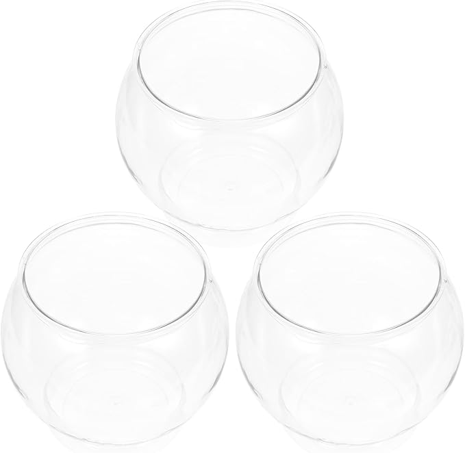 Alipis Desktop Fish Tank Small Round Fish Bowl 5.90X5.90X5.11In Clear Plastic Aquarium for Office Home Decor and