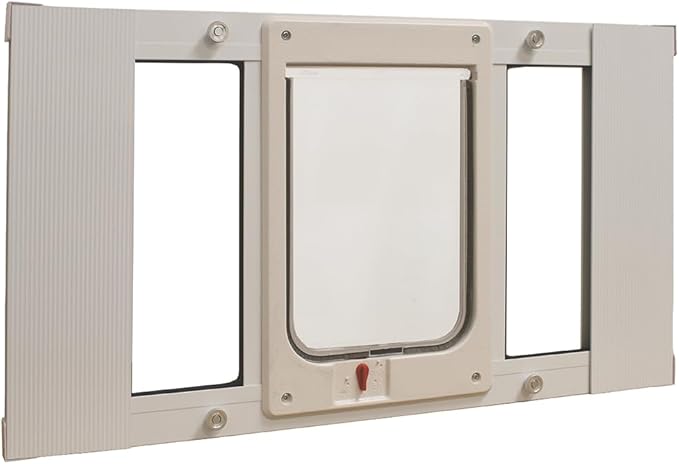 Ideal Pet Products Aluminum Sash Window Pet Door, Adjustable to Fit Window Widths from 27" to 32", Chubby Kat 7-1/2” x 10-1/2” Flap Size