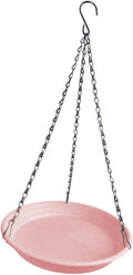 Hanging Bird Feeder and Waterer Tray Water Feeding Bowl Garden Decor with Chains Sturdy Birds Water Station for Backyard Yard, Pink