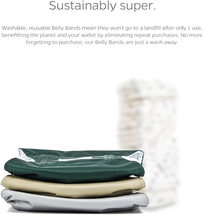 Pet Parents® Washable Belly Bands for Male Dogs (3pack) + Extendrs® of Durable Dog Diapers Male, Premium Male Dog Diapers & Dog Wraps (Medium, Spruce)