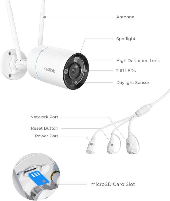 REOLINK 4K Home Security Camera, 2.4/5GHz WiFi Outdoor Camera, Plug-in Power (DC 12V/1A), Human/Vehicle/Pet Detection, Color Night Vision, Two-Way Talk, 24/7 Recording, IP67 Waterproof, RLC-810WA