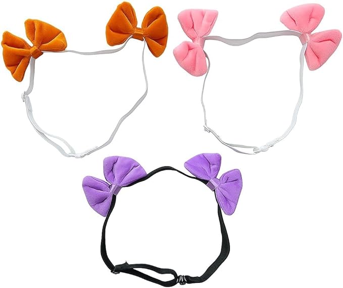 Dog Hair Double Bow Headbands 3 Pcs – Bow Headband for Dogs, Dog Hair Bow,Classic Dog Hair Bows, Adjustable Headband, Puppy Bow, Pet Hair Bow, Dog Grooming Accessory