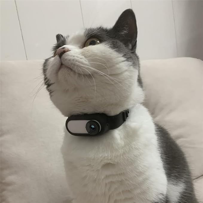Dpofirs Pet Collar Camera, Cat Collar Camera with 0.96 Inch LCD Screen, Smart 360 Dog Camera, 170 Degree Wide Angle Pet Sport Action Camera for Video Records Indoor Outdoor