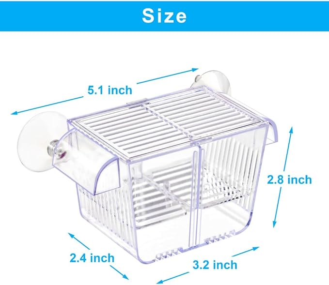 Fish Breeding Box Aquarium Holding Tank Transparent Fish Isolation Box Acclimation Hatchery Incubator Breeder for Betta Shrimp Clownfish Guppy(Size S)