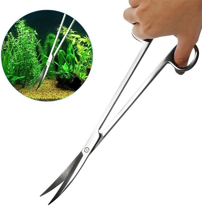 Stainless Steel Aquarium Scissors Fish Tank Plant Scissors Long Curved Aquarium Scissors Aquarium Plant Trimming Scissors Fish Tank Cleaning Tool