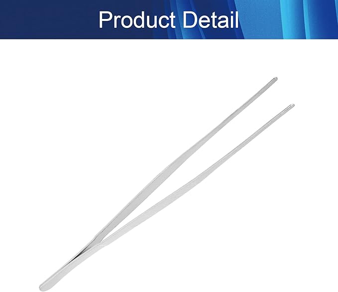 Stainless Steel Tweezers with Curved Serrated Tip Aquarium Polished Long Handle Tools for Fish Tank Plants Reptile Feeding Tongs with Round Tip 25cm 1pcs