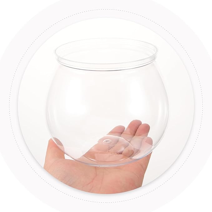 3pcs Plastic Fish Bowls Transparent Small Plastic Fish Tank Shatterproof Fishbowl Small Fish Tank Clear Round Aquarium for Betta Fish Goldfish Candy Wedding Party Favor Desktop