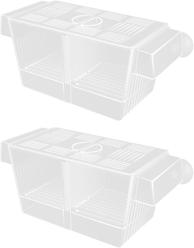 Multiuse Fish Isolation Container Breeding Incubator with Suction Cup 2 Dividers for Aggressive Newborns 2PCS Breeding Tanks