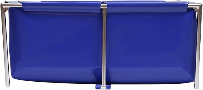 Canvas Fish Pond, Foldable Above Ground Fish Pond with Stainless Steel Frame & Drain Valve, Rectangular Thickened Canvas Aquarium Fish Water Tank for Ornamental Koi Goldfish Prawns Breeding