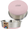GORILLA GRIP Dog Bowls, Heavy Duty 304 Stainless Steel, Holds 4 Cups Each (32 fl oz) Food and Water Bowl for Feeding Dogs and Cats, Dishwasher Safe, Rust Resistant, BPA Free Rubber Base Set of 2 Pink