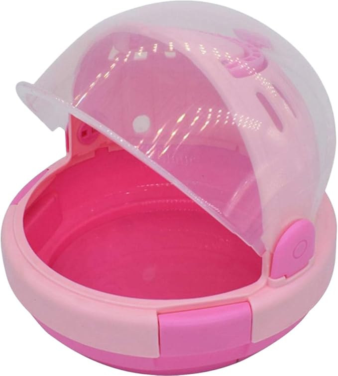 Yardwe Portable Small Parrot Cage with Pink Plush Nest Handheld Travel Pet Birds Carrier for Small Parrots and Young Birds Warm Space Capsule