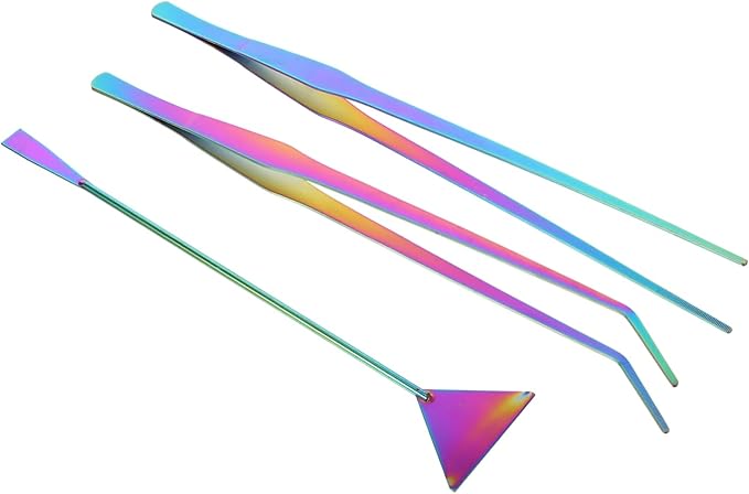 Housoutil Fish Tank Kit 3pc Set of Stainless Steel Tweezers and Spatula for Plant Care
