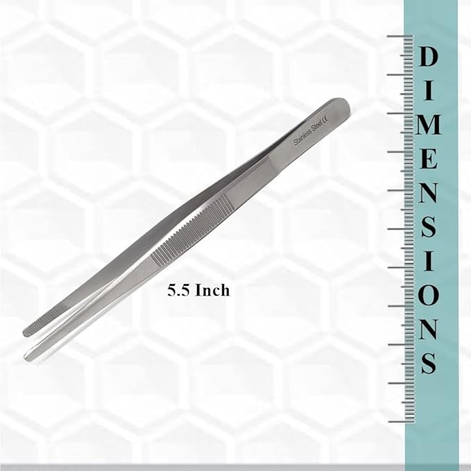 Reptile Feeding Tongs Straight Aquarium Tweezers Anti-Rust Thickened Stainless Steel Forceps, for Terrarium, Fish Tank, Snakes/Lizards/Gecko, Planting By HTI (5.5")
