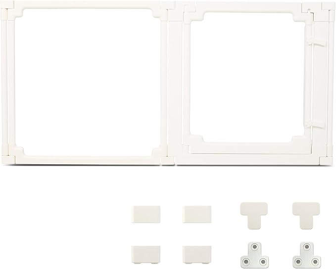FlexiSpace 1 Door + 1 Panel PARTITION/Expansion KIT, Customizable Height & Space Clear Acrylic Dog playpen Indoor, The ONLY Play Pen That Grows with Your Pets (White, 24" H, 1 Gate+1 Panel)