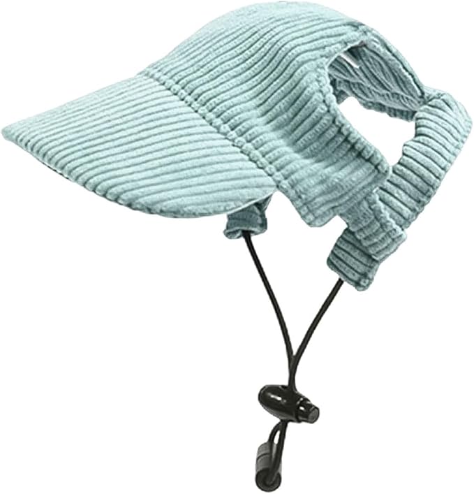 Dog Baseball Cap, Dog Cat Summer Beach Visor Hat with Ear Holes, Adjustable Puppy Sunbonnet Headdress (Green, Medium)
