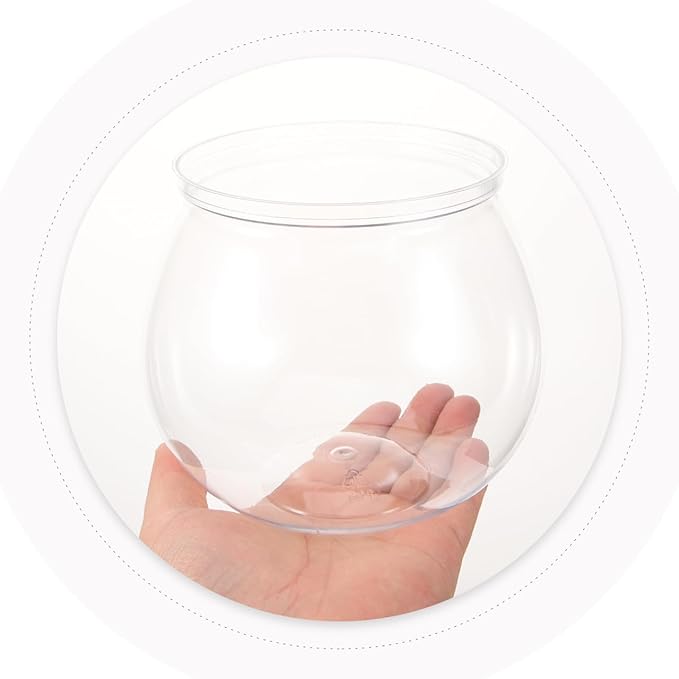 1 Gallon Fish Bowl - Round Plastic Break-Resistant Aquarium, Crystal Clear Small Fish Tank for Goldfish, Home Desktop Decor, Party & Office Decoration(3 ps)