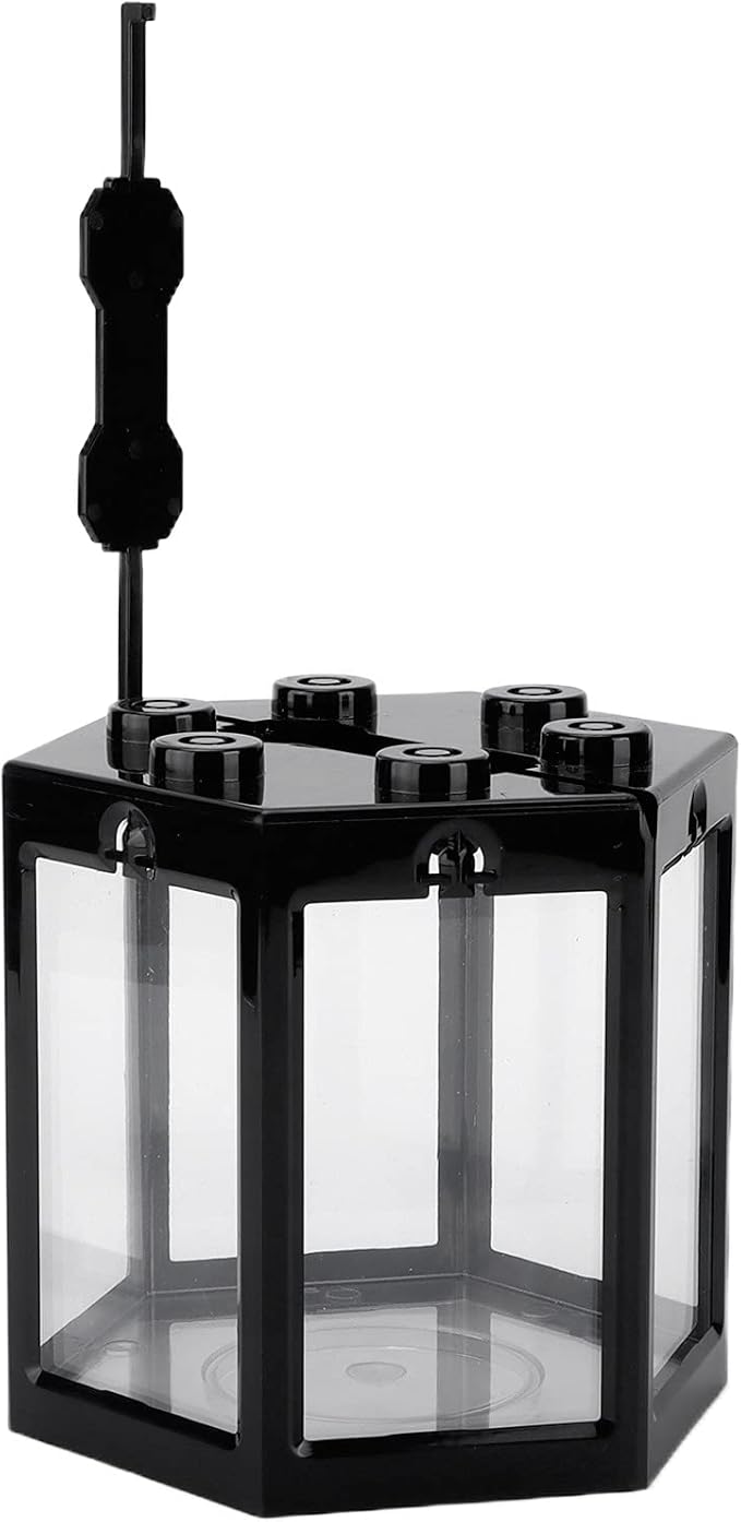 Fydun Betta Aquarium S R Kits, Small Fish Hex Shape Superimposable Portable Kits, No Clean Aquariums Mini for Office DecorationBlack Corners Clear Loving Kids Lovers Decoration (Black)