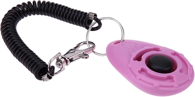 1pc Pink Clicker Easy to Use with Button Dog Training Accessories Strong and Long-Lasting,Training and Behavior Aids