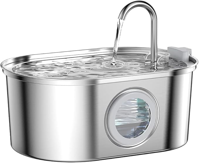 Cat Water Fountain Stainless Steel: 3.2L/108oz Pet Fountain Water Bowl Dog Drinking Dispenser Cat Feeding & Watering Supplies Animal Metal Kitty Spout for