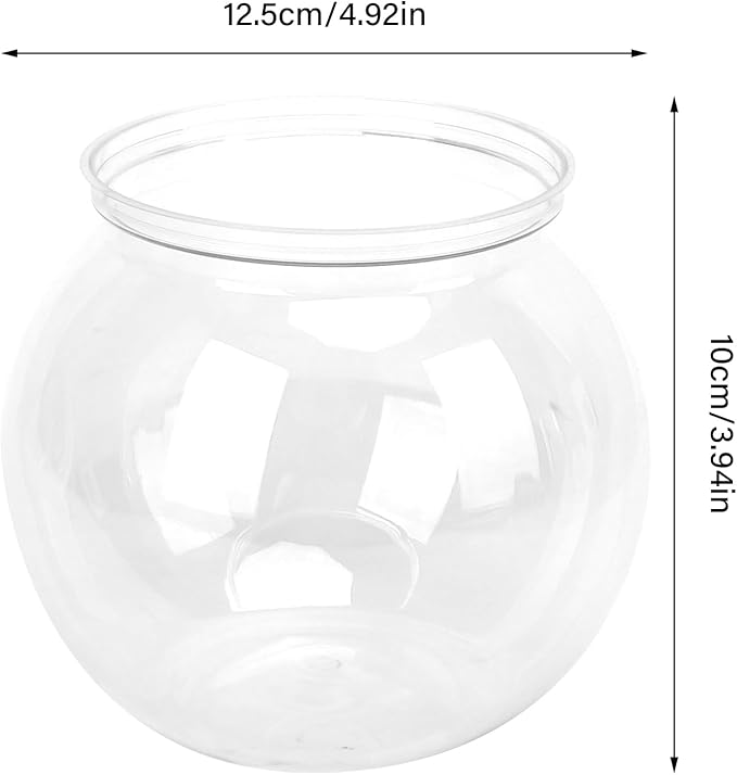Mini Transparent Plastic Fish Bowl, Decorative Betta Fish Plant, Desktop Bookshelf Aquarium, Small Size