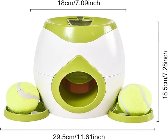 Automatic Dog Ball Launcher Dog Tennis Food Reward Machine Interactive Dogs Ball Thrower Slow Feeder for Small and Medium Dogs (Green)