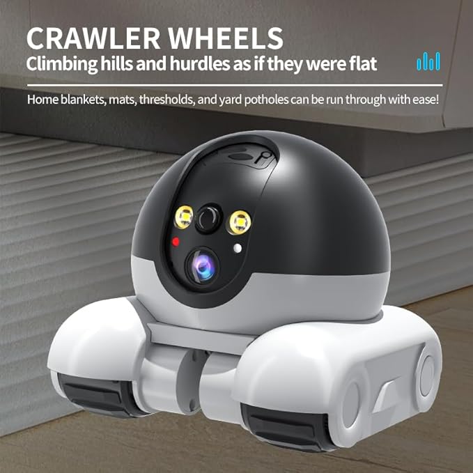 Diyeeni Mini 1080P Camera Robot, Movable Pet Cameras Indoor with Dual Lens, WiFi Home Security Camera, 2-Way Audio, Motion Detection, Phone App Control, Battery Powered