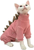 Sphynx cat Clothes, Dinosaur Costume, Hairless Cats Warm Clothes for Cornish Rex and Devon Rex (Red, XXL(10-12lbs))