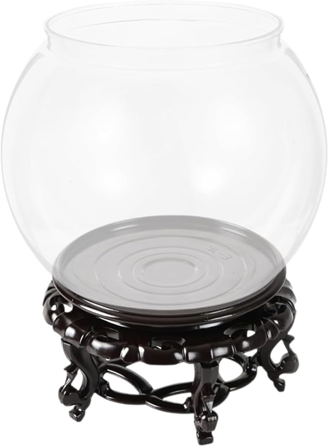 DECHOUS Round Fish Bowl with Stand, 2 Gallon Fish Tank Decor Tabletop Small Fish Bowl Hydroponic Vase Planter Aquarium Desktop Fish Tank for Betta Fish/Goldfish, Plastic Material