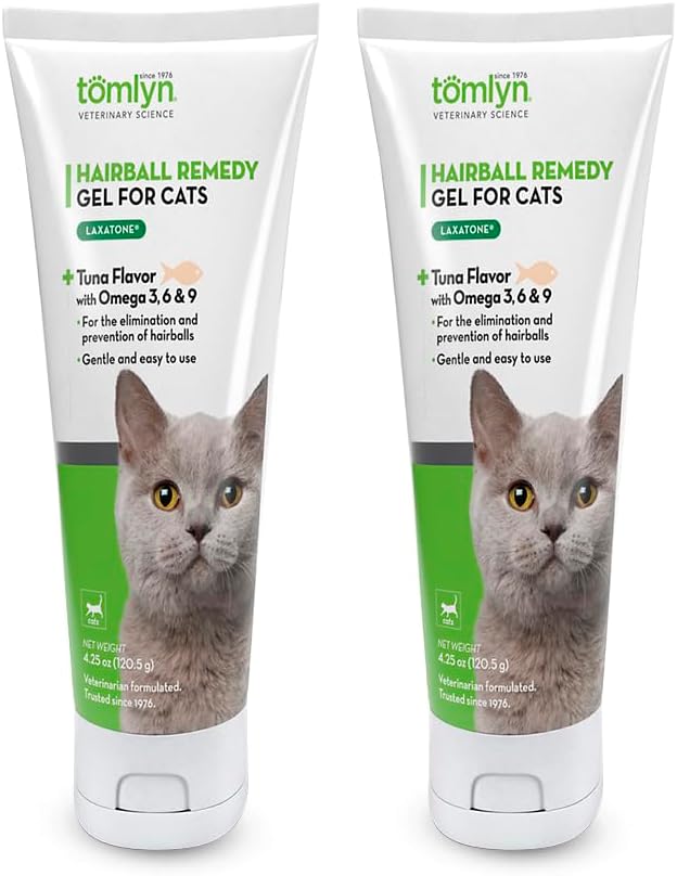 TOMLYN Laxatone Tuna-Flavored Hairball Remedy Gel for Cats and Kittens, 4.25oz - Pack of 2