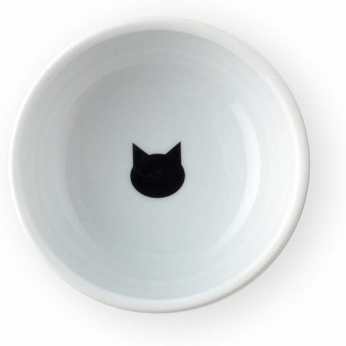 Necoichi Raised Cat Food Bowl – Ceramic Elevated Cat Bowl for Whisker & Neck Fatigue, Dishwasher Microwave Safe – Non-Slip & Anti Vomiting Ergonomic Design (Cats, Mini)