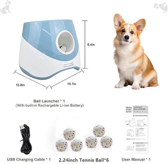 Interactive Dog Toys - Automatic Tennis Ball Launcher for Medium to Large Dogs, Outdoor Exercise & Training, Perfect Home Dog Toy 3 Ball (Blue, Large)