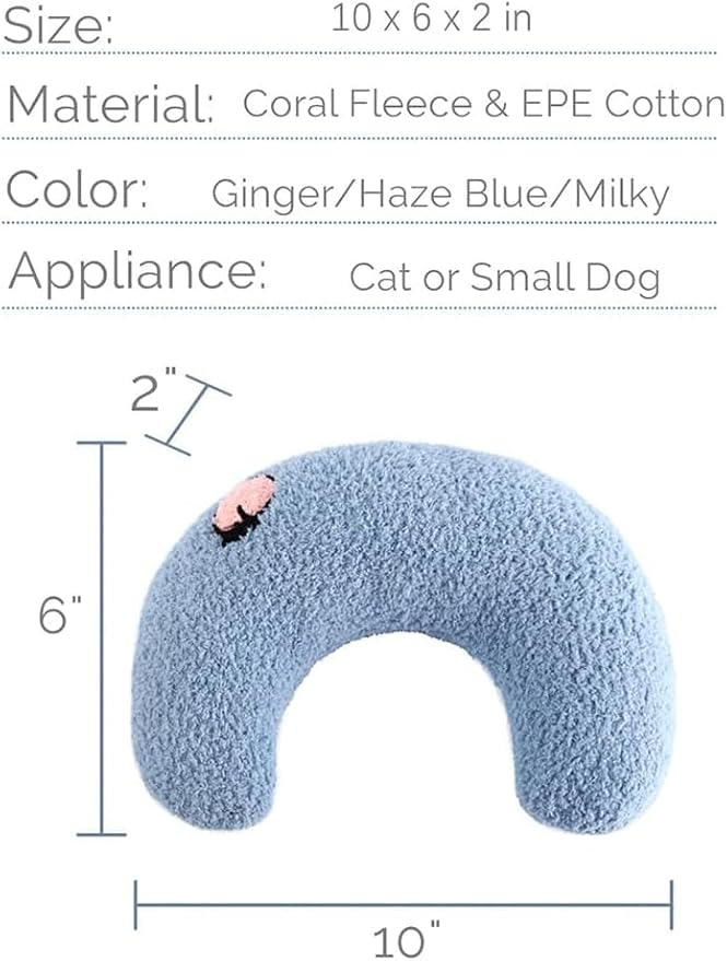 Pillow for Cat, Small Moon Pillow for Kitty, Ultra Soft Cat Pillow Sleeping Improve, 10x6x2 Inch, Machine Washable, Quick-Drying, for Cats & Small Dogs (Pink)