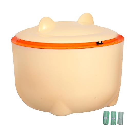 balacoo 1set Pet Litter Storage Container with Lid Convenient One-Button Airtight Cat Trash Can for Litter Waste Bin with Cartoon Design Use