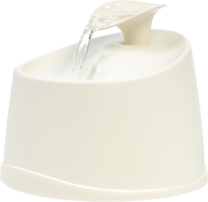 IRIS USA Cat Water Fountain, 44oz / 1.3L, Kitty Spout, Dog Fountain Water Bowl, Silent and Replaceable Charcoal Filter, White