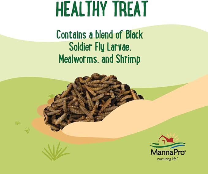 Manna Pro Farmhouse Favorites Critter Combo Crunch Poultry Treat, Protein Poultry Treat, Encourages Natural Foraging Behavior, 100% Natural Blend of Black Soldier Fly Larvae, Mealworms & Shrimp, 2lb
