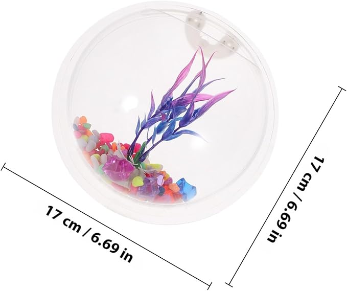 Wall Mounted Acrylic Fish Tank 17cm Hanging Aquarium Bowl for Home Decor with Nail Installation, Suitable for Betta and Small Aquatic Pets Random Color