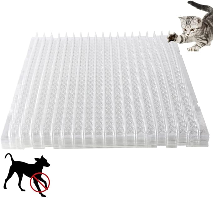 Cat Spike Mat Outdoor Indoor Cat Deterrent Scat Mat Keep Cats/Dogs Off Counter Pet Deterrent Training Mats Plastic Mats with Spikes (18.3 Sq.ft,16" x 13") (10)
