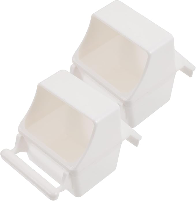 Gadpiparty Parrot Water Bowl and Hanging Bird Food Feeder Set 2Pcs White Plastic Cage Accessory with Spring Door Practical Bird Feeding and Watering Supplies for