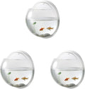 Wall Fish Tank, Betta Mini Garden Air Aquarium, Bubble Water Round Bowl Cups Semi- Farming Wall Goldfish Acrylic Decoration Hanging Transparent 3Pcs