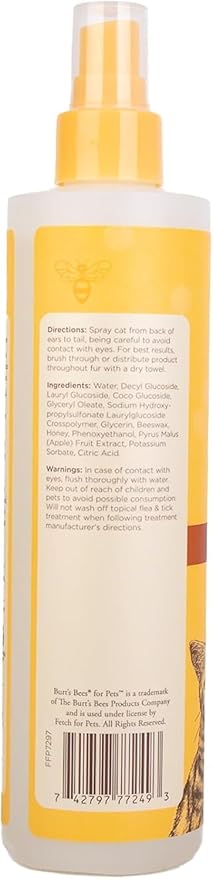 Burt's Bees for Pets Waterless Cat Shampoo Spray, No-Rinse Cat Dry Shampoo with Shea Butter & Honey for Gentle Cleaning Between Baths, pH Balanced, No Harsh Detergents, 10 Fl Oz