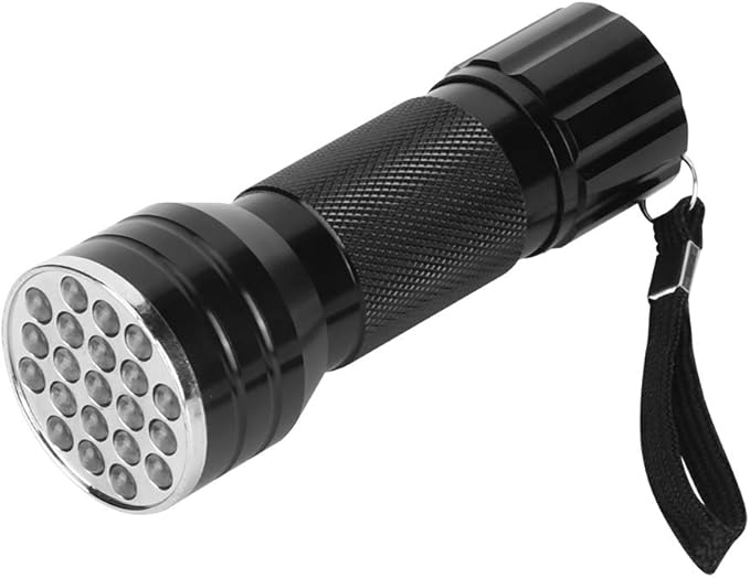Flashlight, Light Mini Torch Light Urine Light Detector 21 LED Flashlight Ultra Violet Pet Urine Detector Light for Dog Cat (with Tail Strap)