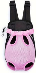 Pet Dog Carrier Backpack, Portable Breathable Mesh Chest Carrier, Polyester Woven Double Shoulder Pet Bag for Outdoor Adventures (Pink, Small)