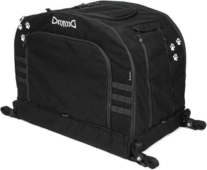 Motorcycle Dog Carrier Capsule XL - Heavy Duty Pet Travel Bag for Large Breeds up to 80 lbs - Universal Fit for Sissy Bar, Luggage Rack - Secure, All-Weather Ventilation, Car & Motorbike Use