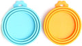Comtim Pet Food Can Cover Silicone Can Lids for Dog and Cat Food(Universal Size,One fit 3 Standard Size Food Cans) (Blue/Orange)