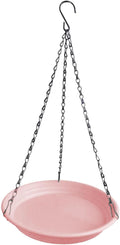 Hanging Bird Feeder, Waterer Tray, Bird Food Tray with Detachable Hook for Backyard, Garden, Balcony, Trees Lawn, Pink