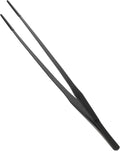 Reptile Feeding Tongs, Stainless Steel Lizard Feeding Tongs, Aquarium Straight Feeding Tweezers for Reptiles with Rubber Tip, Terrarium Feeding Tong for Gecko, 14.96" Length, Black